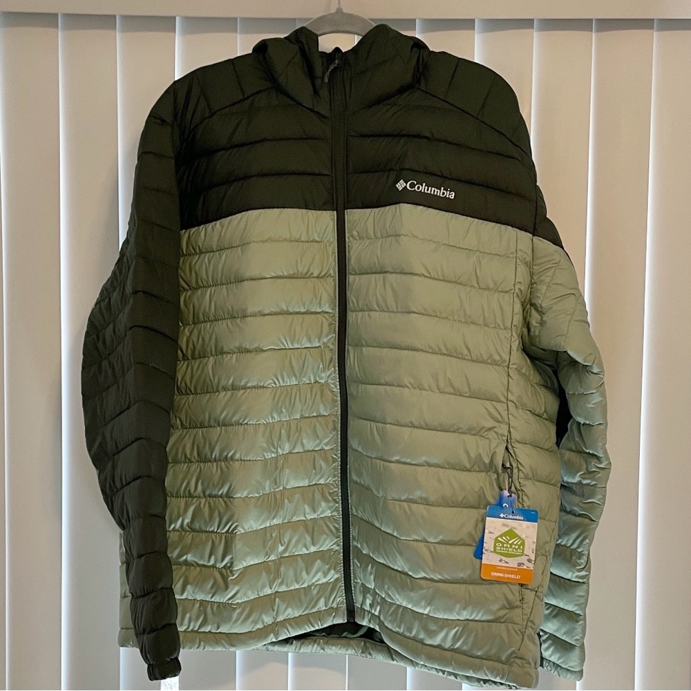 NWT Columbia Sportswear Men’s Green Two Tone Packable Puffer Jacket XXL